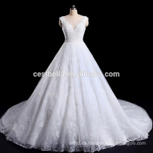 Deep V-cuello pesado rebordear Net china por encargo vestido de novia hecho en China